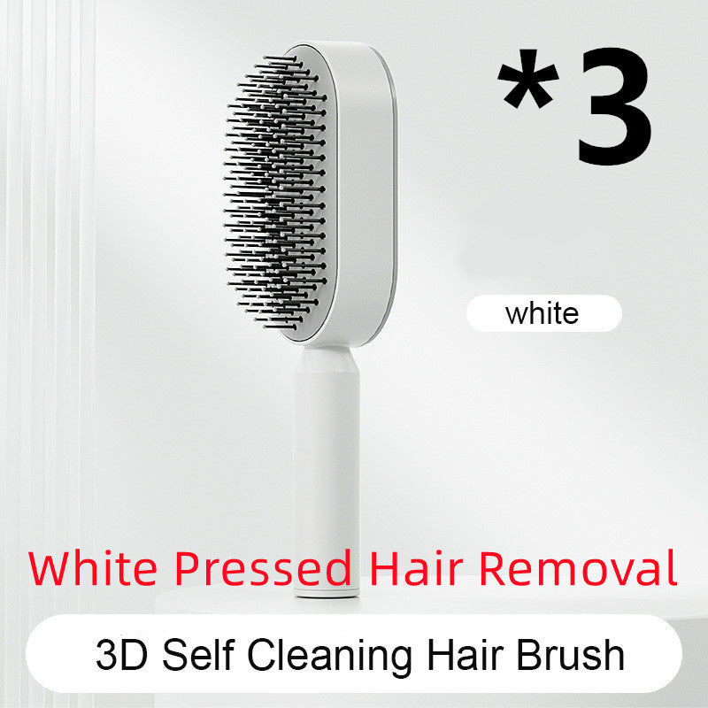 Self Cleaning Hair Brush For Women One-key Cleaning Hair Loss Airbag Massage Scalp Comb Anti-Static Hairbrush Louisiana Mart