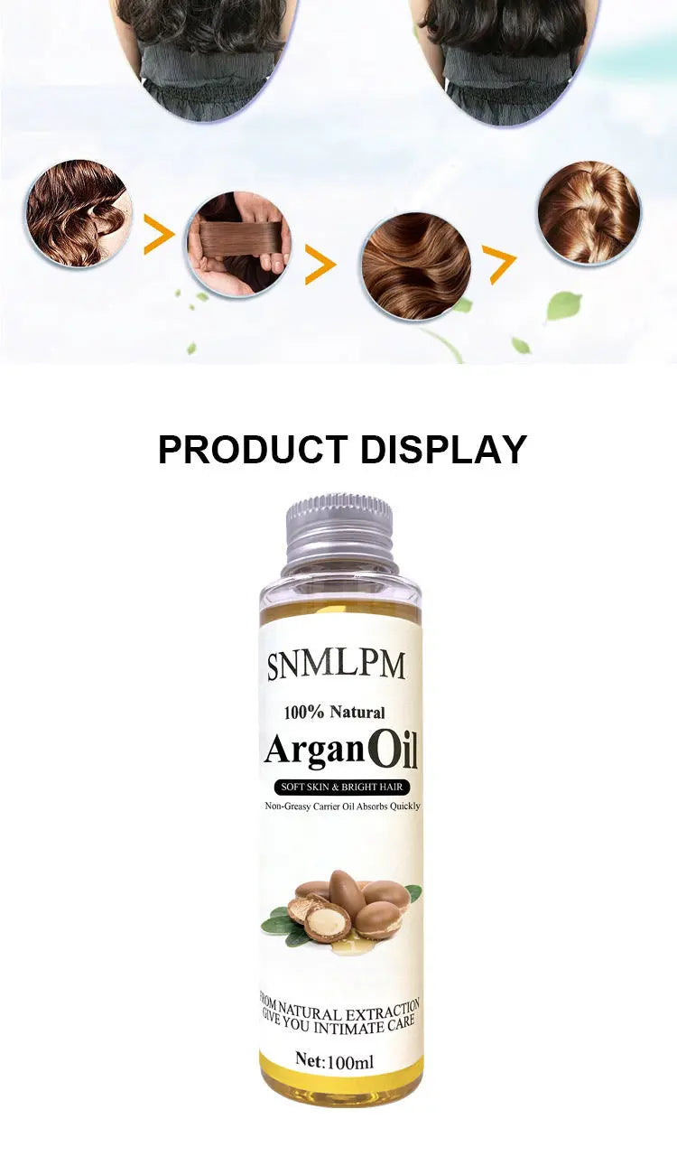 Natural Argan Hair Oil 100mL Deep Moisturizing Hair Conditioner Reduce Frizz and Dandruff Louisiana Mart