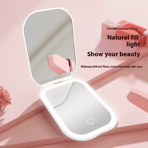 Ultra-thin Foldable Cosmetic Mirror With Light Tricolour Light Convenient HD Luminous Louisiana Mart