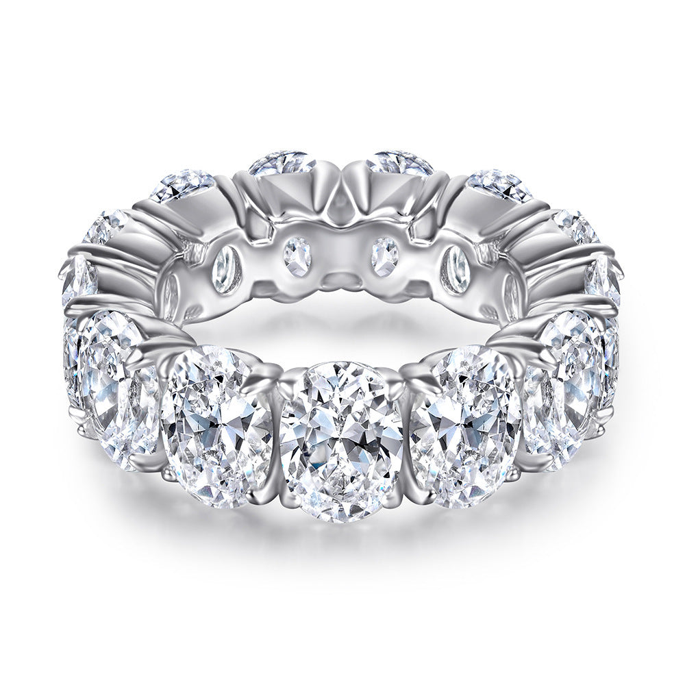 Oval Zircon Silver Ring Female Niche High Sense