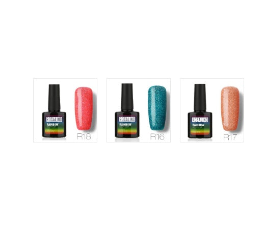 Nail free, long-lasting, non-toxic, nail polish, ROSALIND phototherapy glue, star studded rainbow system. Louisiana Mart
