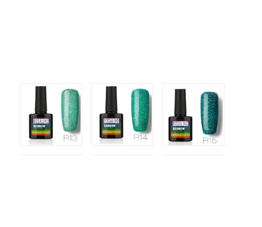 Nail free, long-lasting, non-toxic, nail polish, ROSALIND phototherapy glue, star studded rainbow system. Louisiana Mart