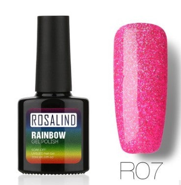 Nail free, long-lasting, non-toxic, nail polish, ROSALIND phototherapy glue, star studded rainbow system. Louisiana Mart