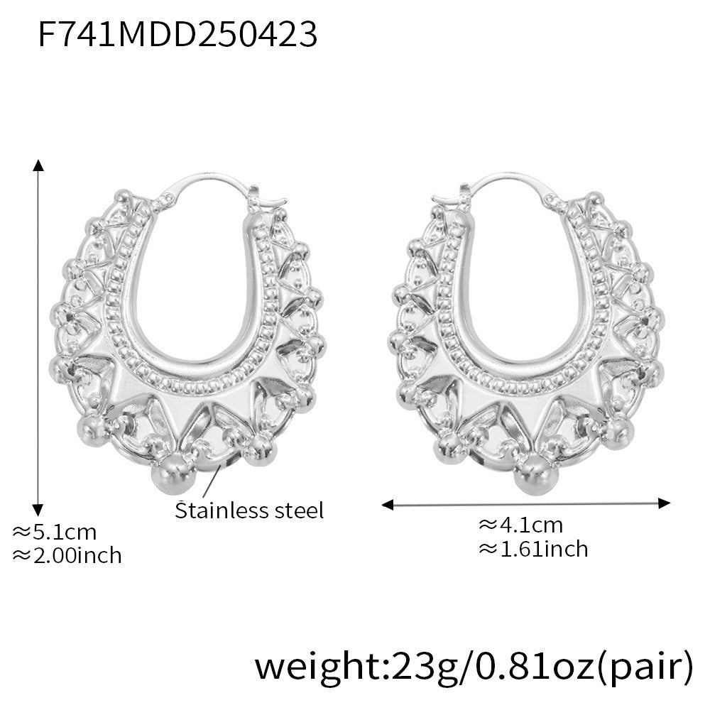 Personalized Gear Texture Earrings Stainless Steel Girls