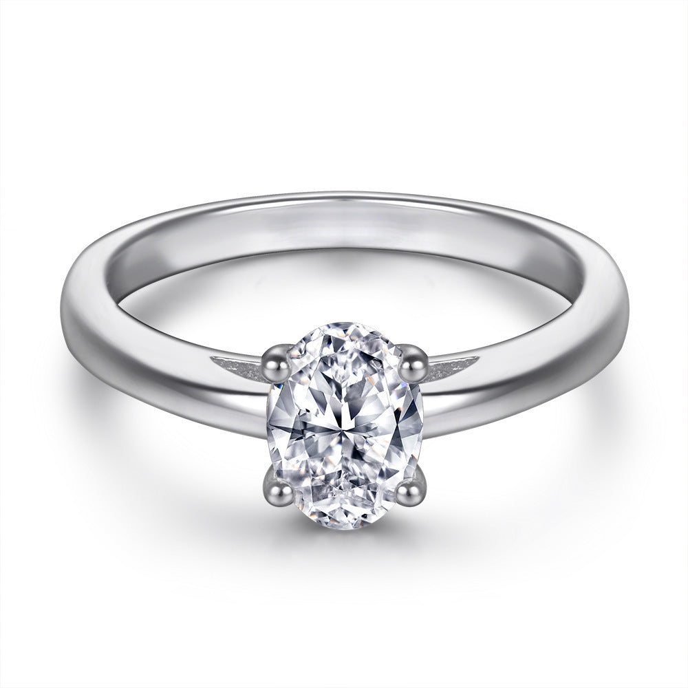 Oval Zircon Silver Ring Female Niche High Sense