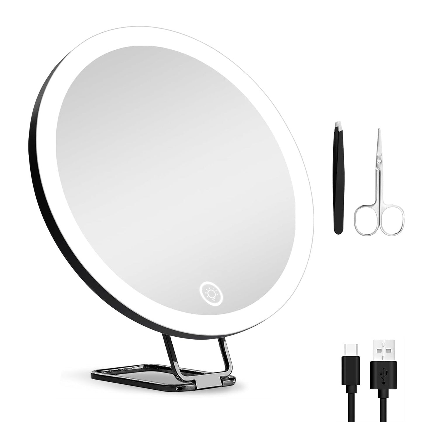 White-Black Options -- 1Pc 30X Magnifying Mirror With Light 3 Colors Dimmable Brightness Included Tweezer Scissor Travel Magnifying Makeup Mirror With Suction Cup 360 Degree Adjustable Stand Louisiana Mart