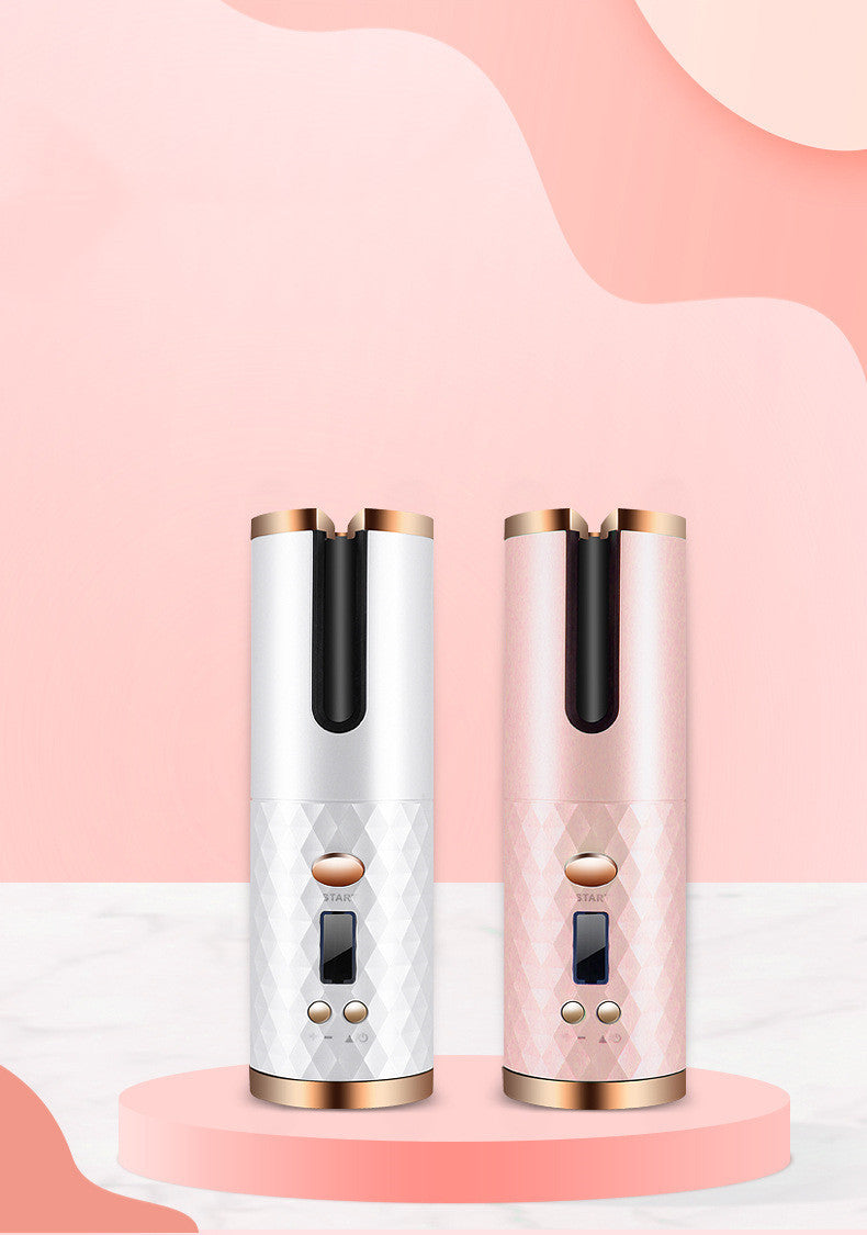 Rechargeable Automatic Hair Curler Women Portable Hair Curling Iron LCD Display Ceramic Curly Rotating Curling Wave Styer Louisiana Mart