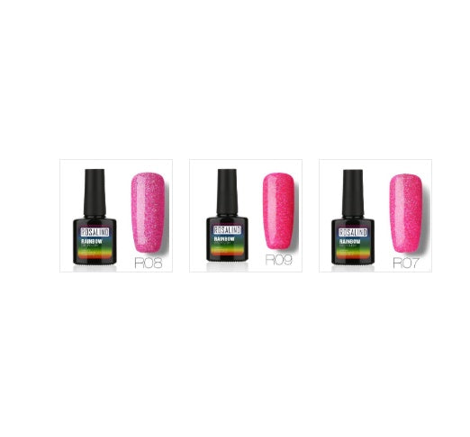 Nail free, long-lasting, non-toxic, nail polish, ROSALIND phototherapy glue, star studded rainbow system. Louisiana Mart