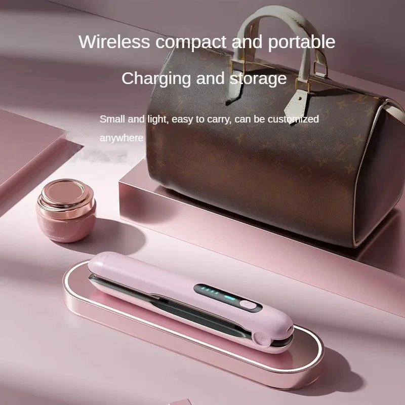 Wireless Hair Straightener Flat Iron Mini 2 IN 1 Roller USB 5000mAh Max 200 Degree Portable Cordless Curler 4 Levels Dry And Wet Uses Louisiana Mart