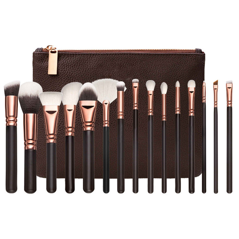 15pcs Makeup Brush With Bag Rose Gold Makeup Brush Multi-function Makeup Tool Set Louisiana Mart