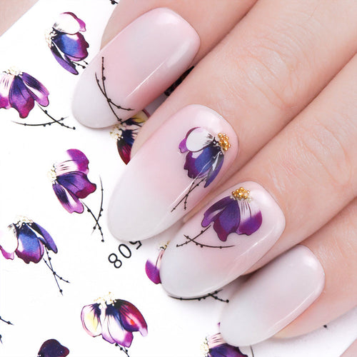 1pcs Nail Sticker Butterfly Flower Water Transfer Decal Sliders for Nail Art Decoration Tattoo Manicure Wraps Tools Tip JISTZ508 Louisiana Mart