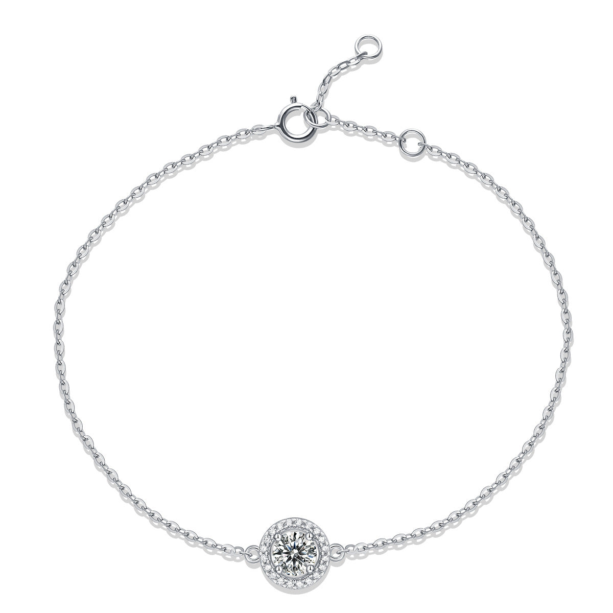 S925 Silver Light Luxury Moissanite Round Bag Bracelet