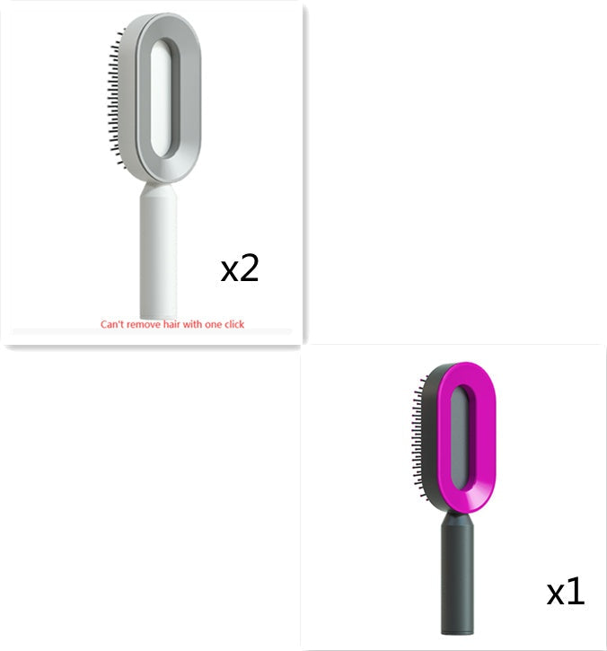 Self Cleaning Hair Brush For Women One-key Cleaning Hair Loss Airbag Massage Scalp Comb Anti-Static Hairbrush Louisiana Mart