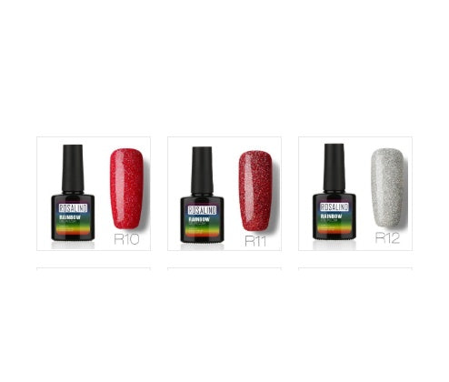 Nail free, long-lasting, non-toxic, nail polish, ROSALIND phototherapy glue, star studded rainbow system. Louisiana Mart