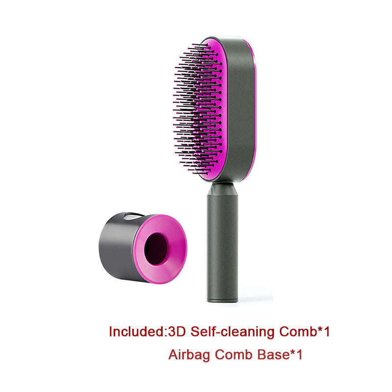 Self Cleaning Hair Brush For Women One-key Cleaning Hair Loss Airbag Massage Scalp Comb Anti-Static Hairbrush Louisiana Mart
