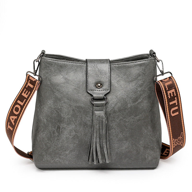 Women's Bucket Bag - Retro PU Leather Shoulder Messenger Bag