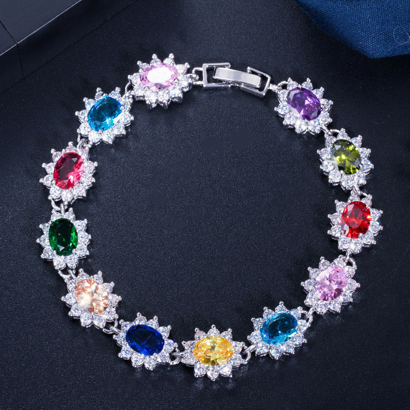 18K Real Platinum Plated Exquisite Super Zircon Bracelet