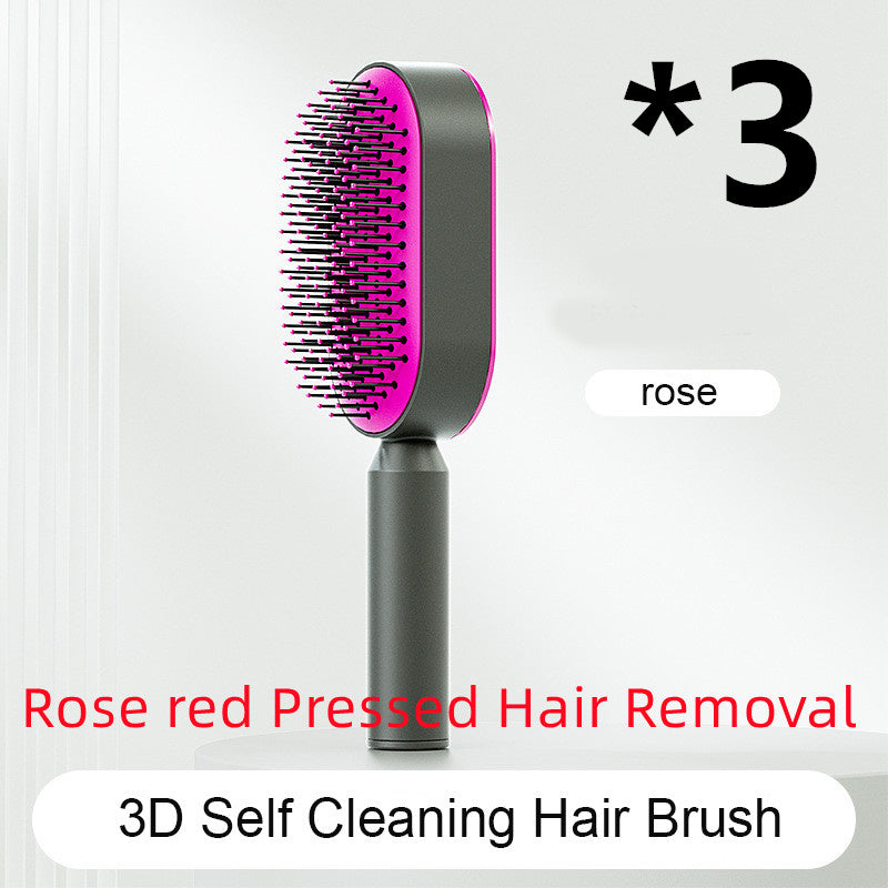 Self Cleaning Hair Brush For Women One-key Cleaning Hair Loss Airbag Massage Scalp Comb Anti-Static Hairbrush Louisiana Mart