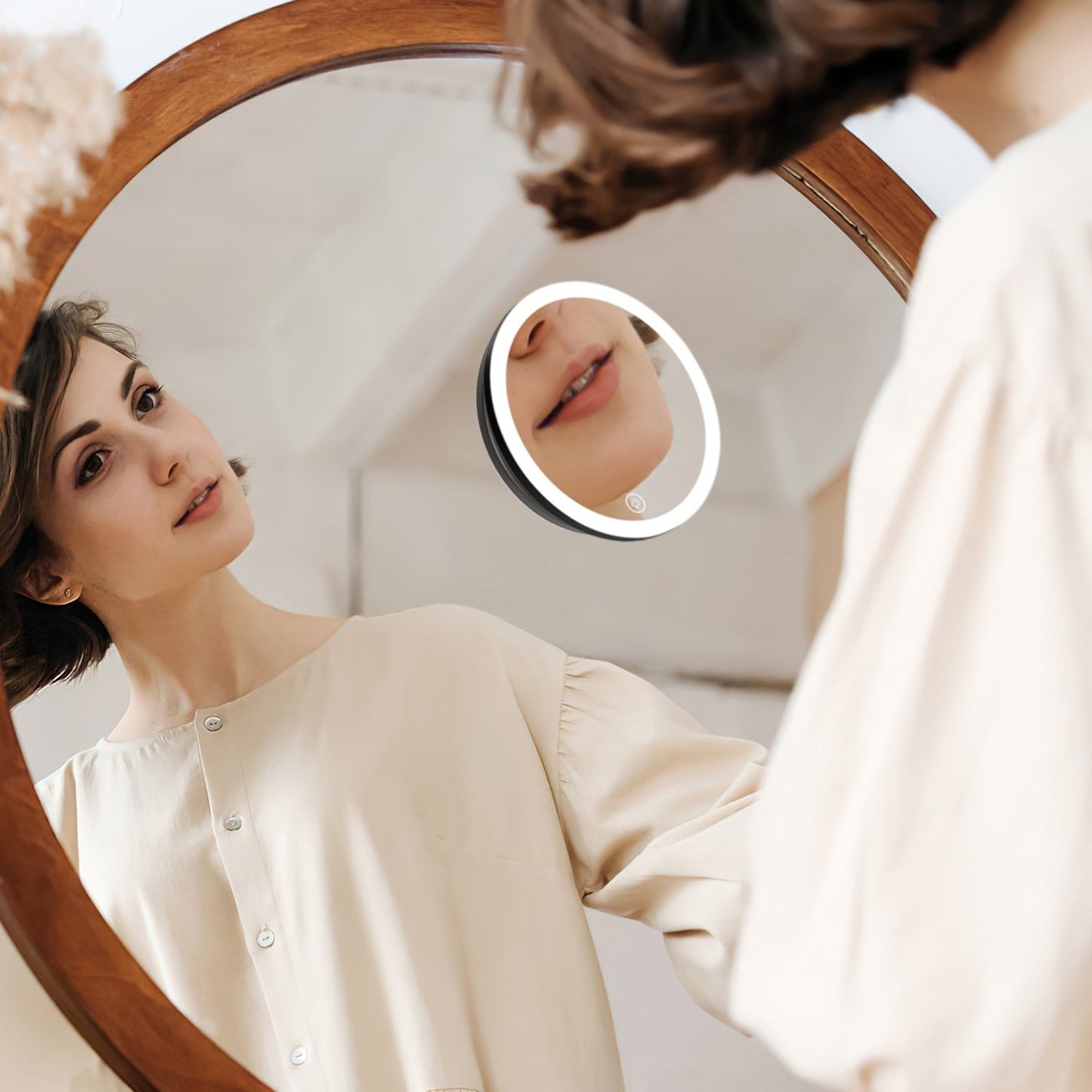 White-Black Options -- 1Pc 30X Magnifying Mirror With Light 3 Colors Dimmable Brightness Included Tweezer Scissor Travel Magnifying Makeup Mirror With Suction Cup 360 Degree Adjustable Stand Louisiana Mart