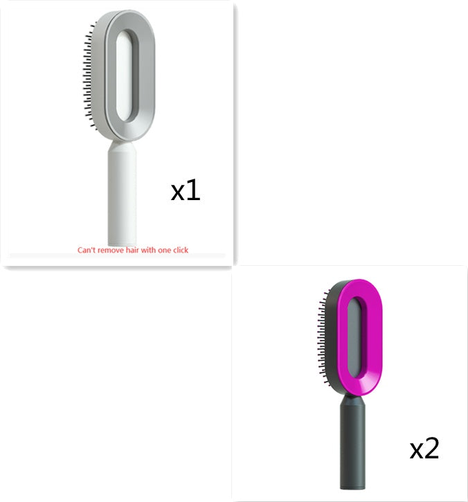Self Cleaning Hair Brush For Women One-key Cleaning Hair Loss Airbag Massage Scalp Comb Anti-Static Hairbrush Louisiana Mart