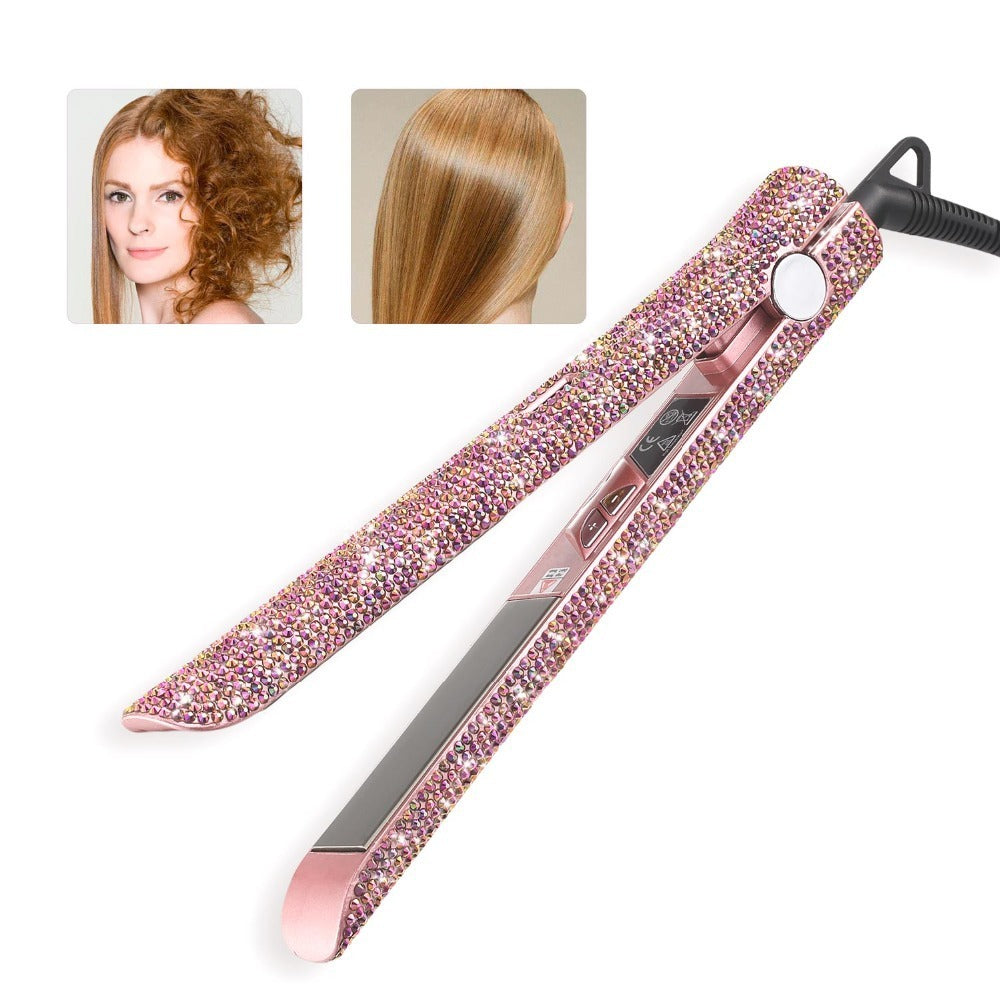 Professional Glitter Hair Flat Iron Titanium Plate Diamond Hair Straightener Crystal Hair Styling Hot Tools Louisiana Mart