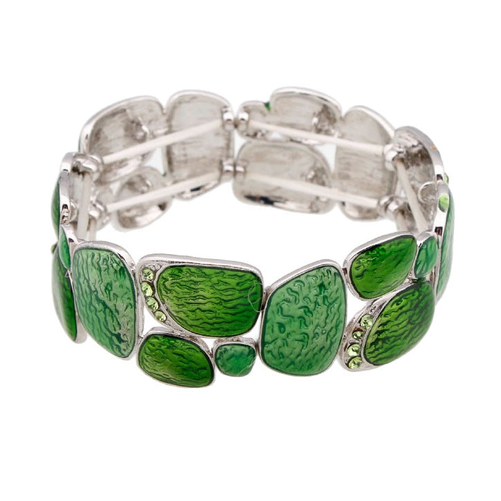 Geometric Enamel Stretch Bracelet For Women