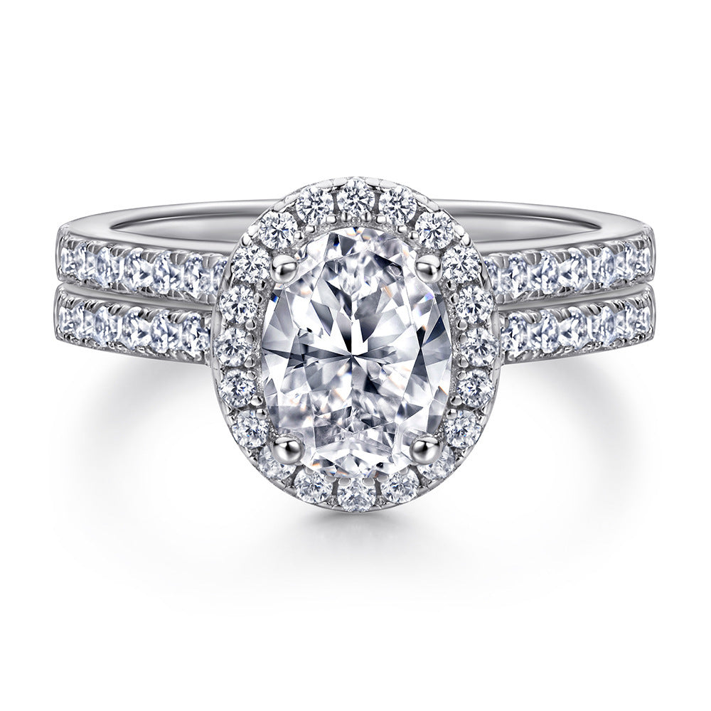 Oval Zircon Silver Ring Female Niche High Sense