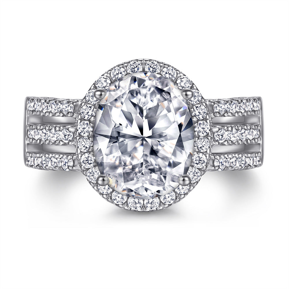 Oval Zircon Silver Ring Female Niche High Sense