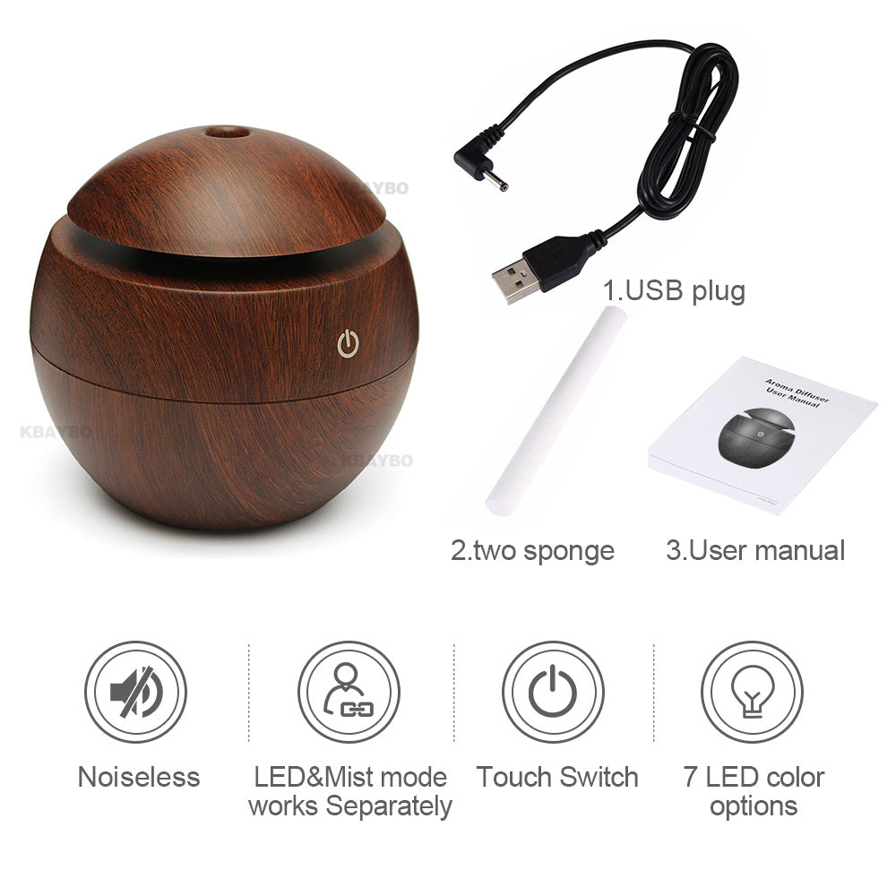 USB Aroma Essential Oil Ultrasonic Cold Steam Diffuser Air Humidifier Purifier 7 Color Change LED Night Light for Home Office Louisiana Mart
