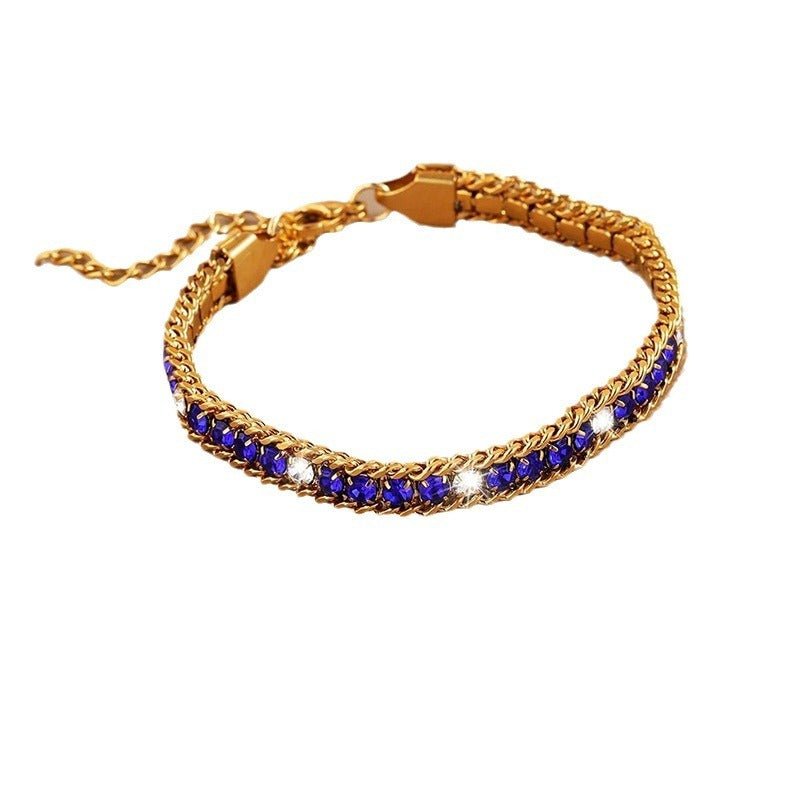 Three-layer Diamond Versatile Personality Stainless Steel Bracelet