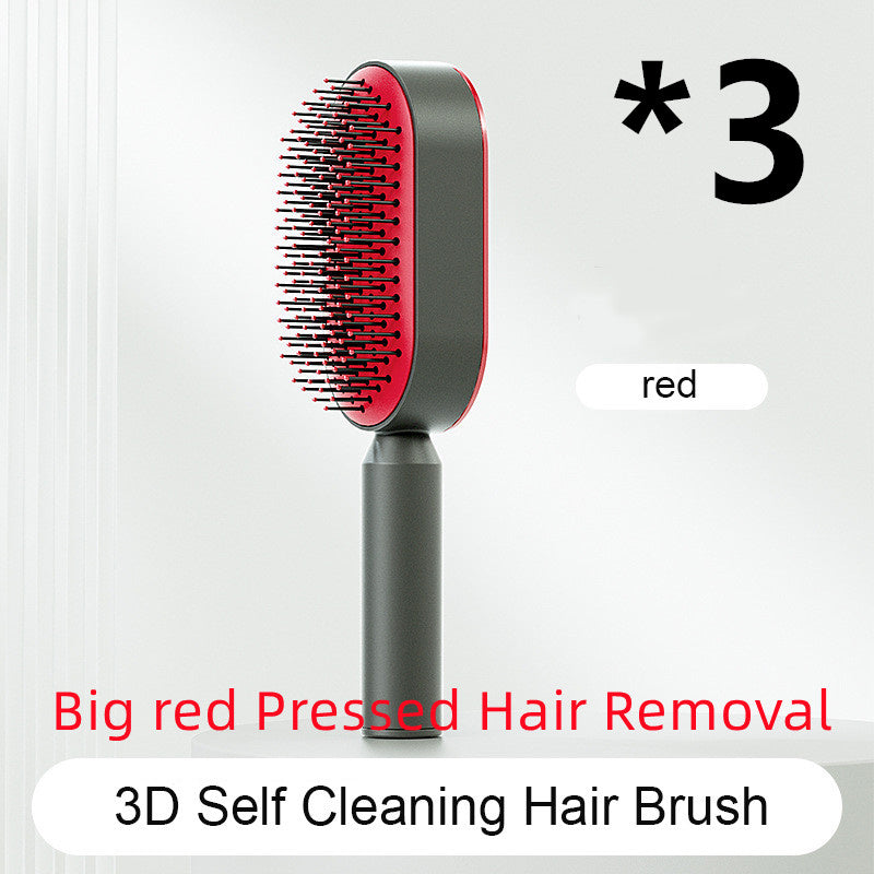 Self Cleaning Hair Brush For Women One-key Cleaning Hair Loss Airbag Massage Scalp Comb Anti-Static Hairbrush Louisiana Mart
