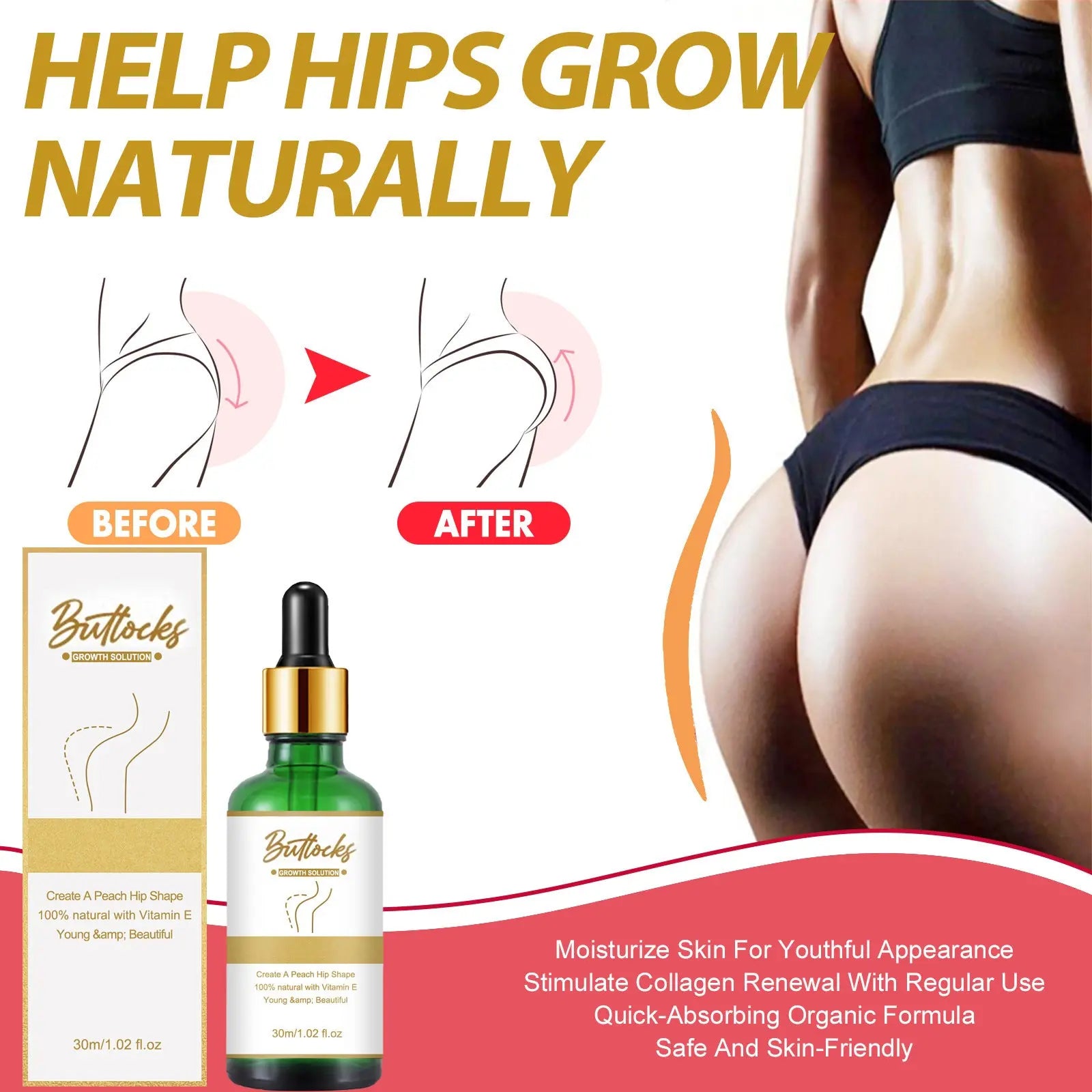 Lifting Buttocks To Eliminate Orange Peel And Firming Essential Oil 30ml Louisiana Mart