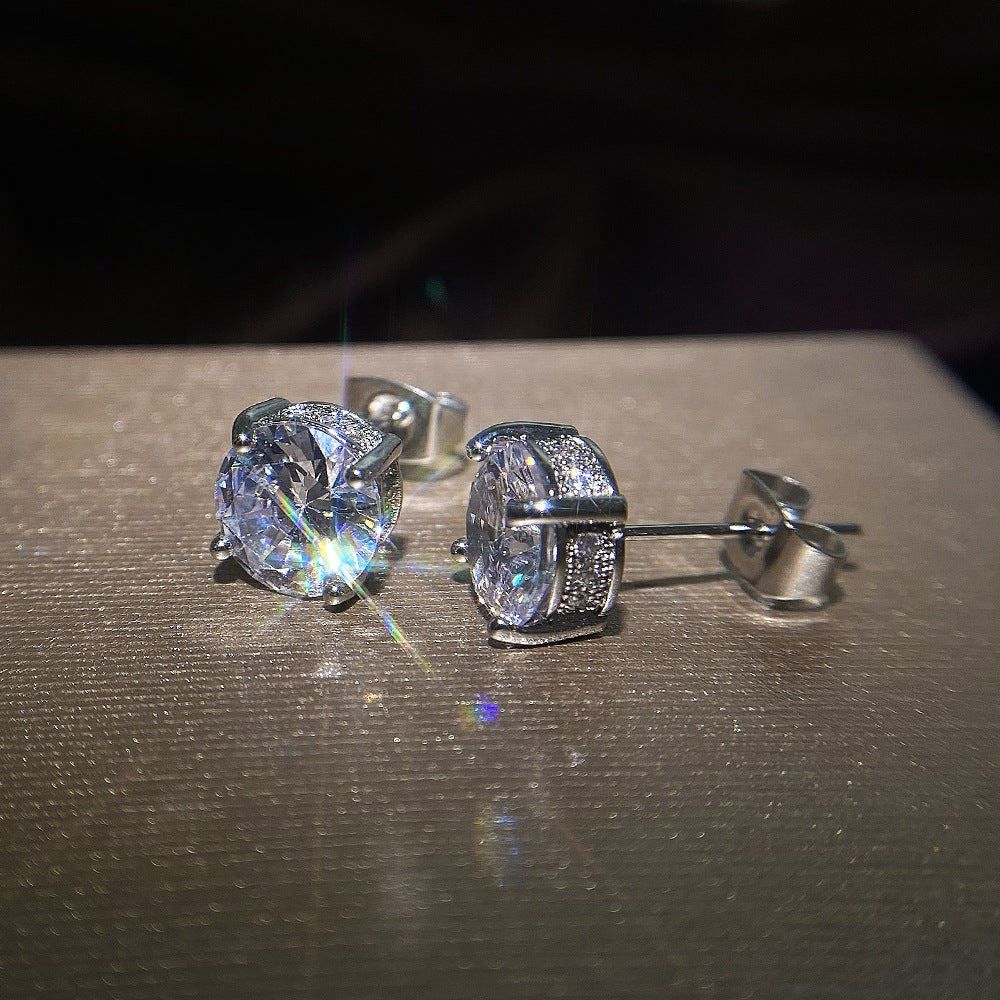 Exquisite Women's Round Zircon Stud Earrings