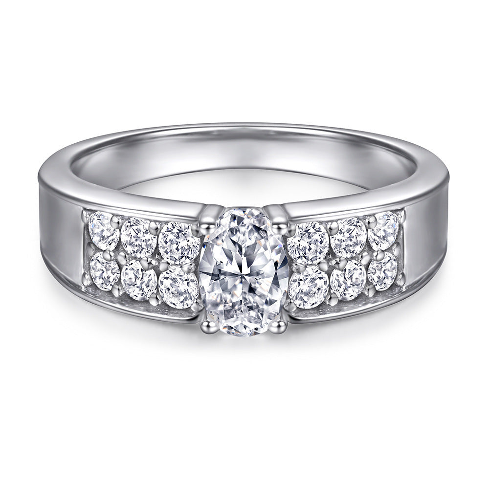 Oval Zircon Silver Ring Female Niche High Sense