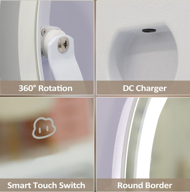 Vanity Makeup Cloud LED Mirror With Lights Strip Smart Control Wall Mount Decor Glass Hanging Removable Louisiana Mart