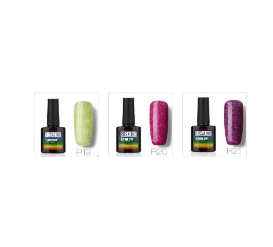 Nail free, long-lasting, non-toxic, nail polish, ROSALIND phototherapy glue, star studded rainbow system. Louisiana Mart