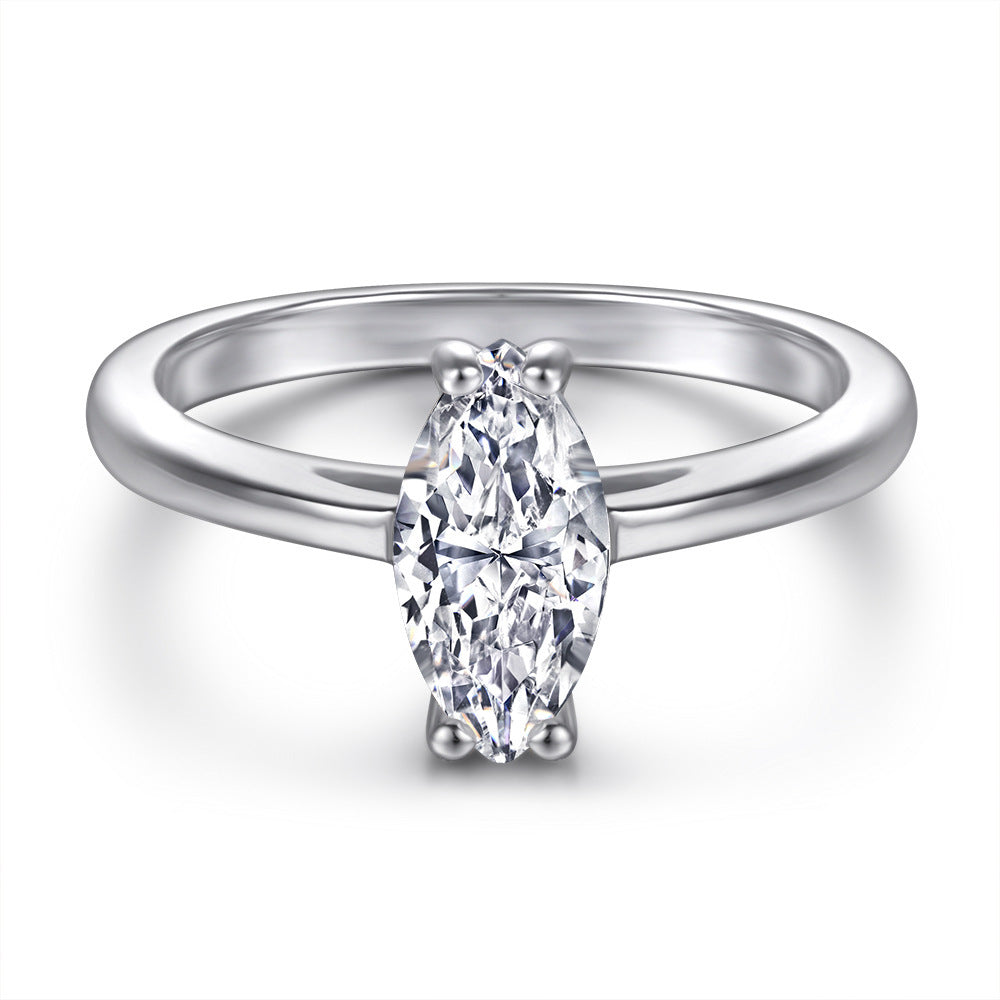 Oval Zircon Silver Ring Female Niche High Sense