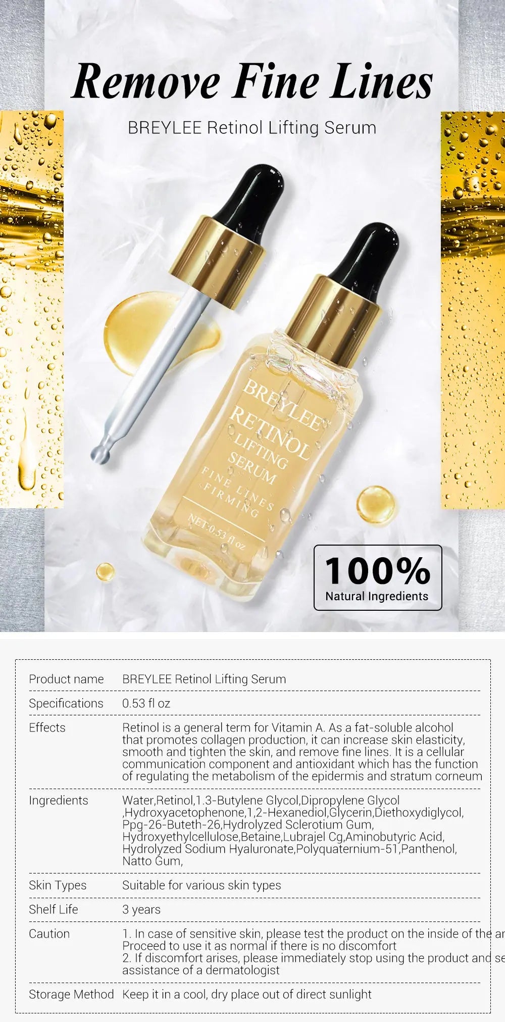 Retinol Lifting Firming  Face Collagen Essence Serum Vitamin A Louisiana Mart