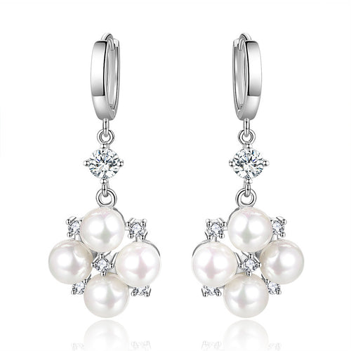 Long Rhinestone-encrusted Pearl Earrings New