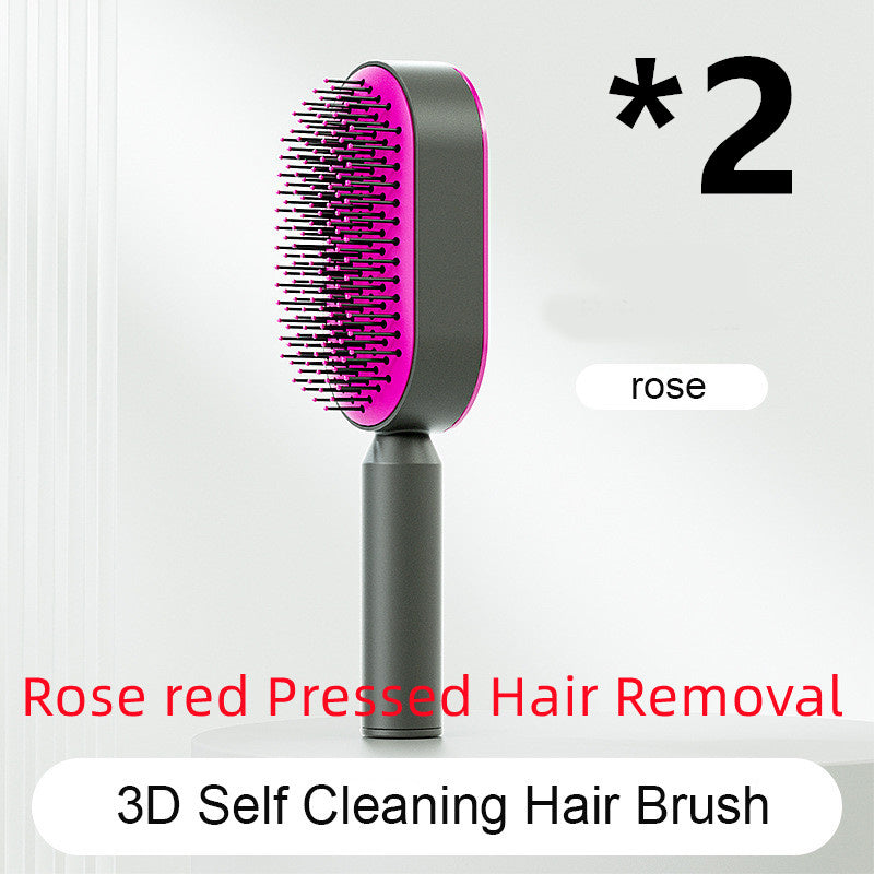 Self Cleaning Hair Brush For Women One-key Cleaning Hair Loss Airbag Massage Scalp Comb Anti-Static Hairbrush Louisiana Mart