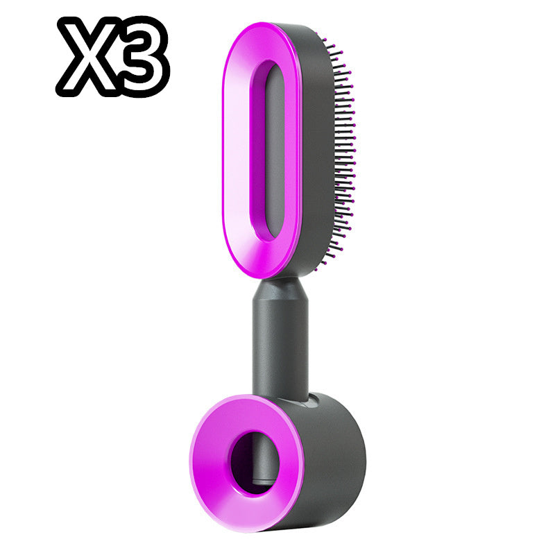 Self Cleaning Hair Brush For Women One-key Cleaning Hair Loss Airbag Massage Scalp Comb Anti-Static Hairbrush Louisiana Mart