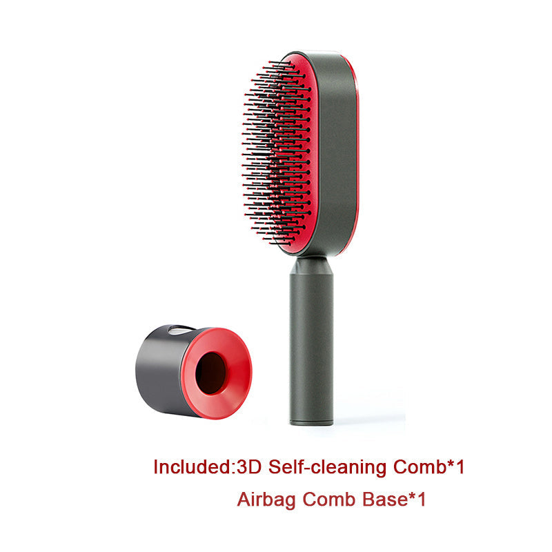 Self Cleaning Hair Brush For Women One-key Cleaning Hair Loss Airbag Massage Scalp Comb Anti-Static Hairbrush Louisiana Mart