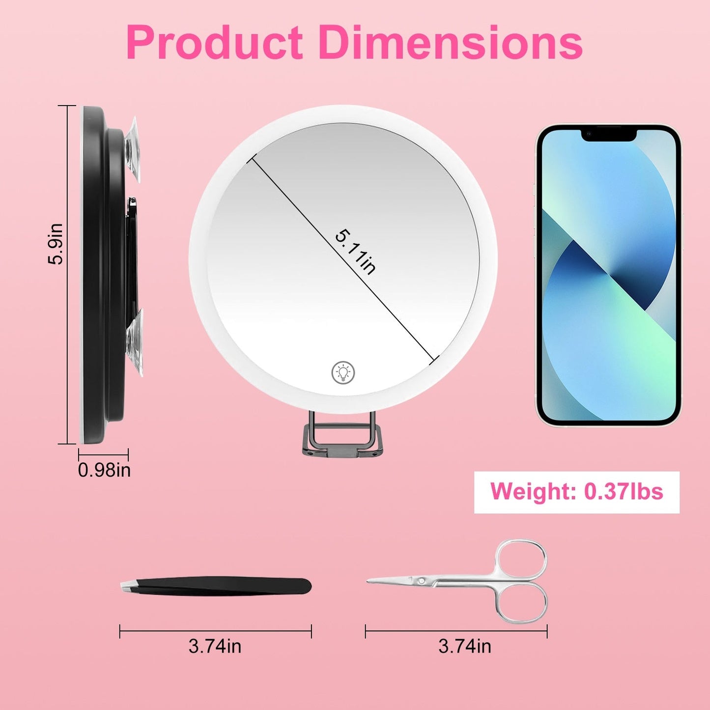White-Black Options -- 1Pc 30X Magnifying Mirror With Light 3 Colors Dimmable Brightness Included Tweezer Scissor Travel Magnifying Makeup Mirror With Suction Cup 360 Degree Adjustable Stand Louisiana Mart