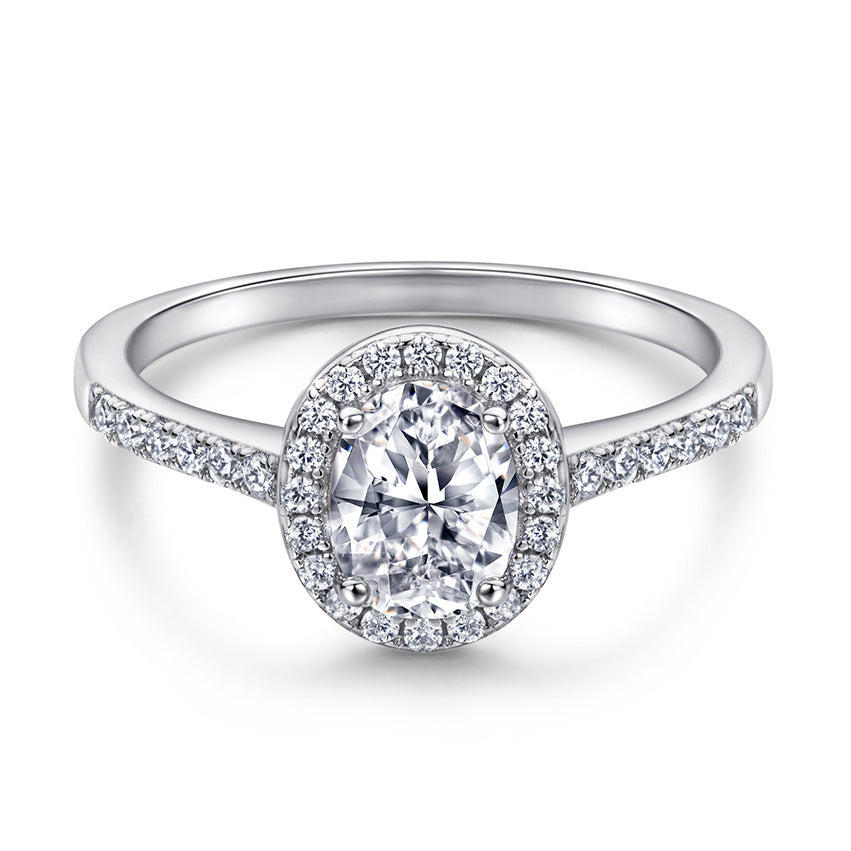 Oval Zircon Silver Ring Female Niche High Sense