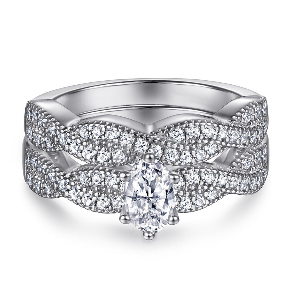 Oval Zircon Silver Ring Female Niche High Sense