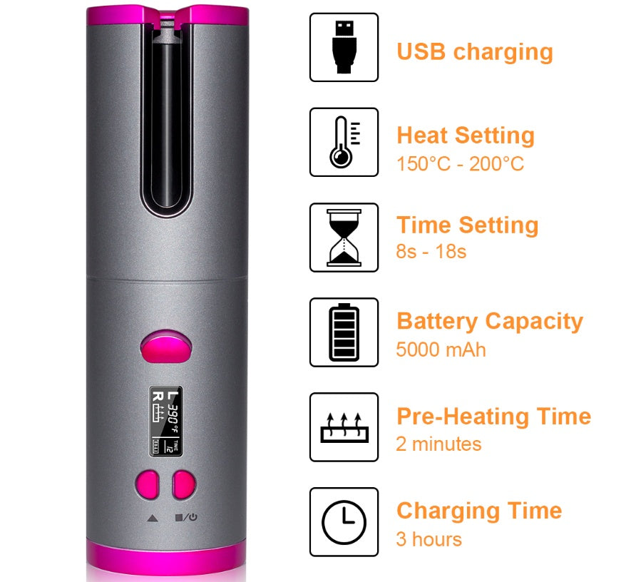 Curling Iron USB Wireless Multifunctional Charging Curler Louisiana Mart