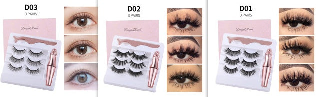 Natural Long Lasting Magnetic Liquid Eyeliner & Magnetic False Eyelashes & Tweezer Set Make up Set Louisiana Mart