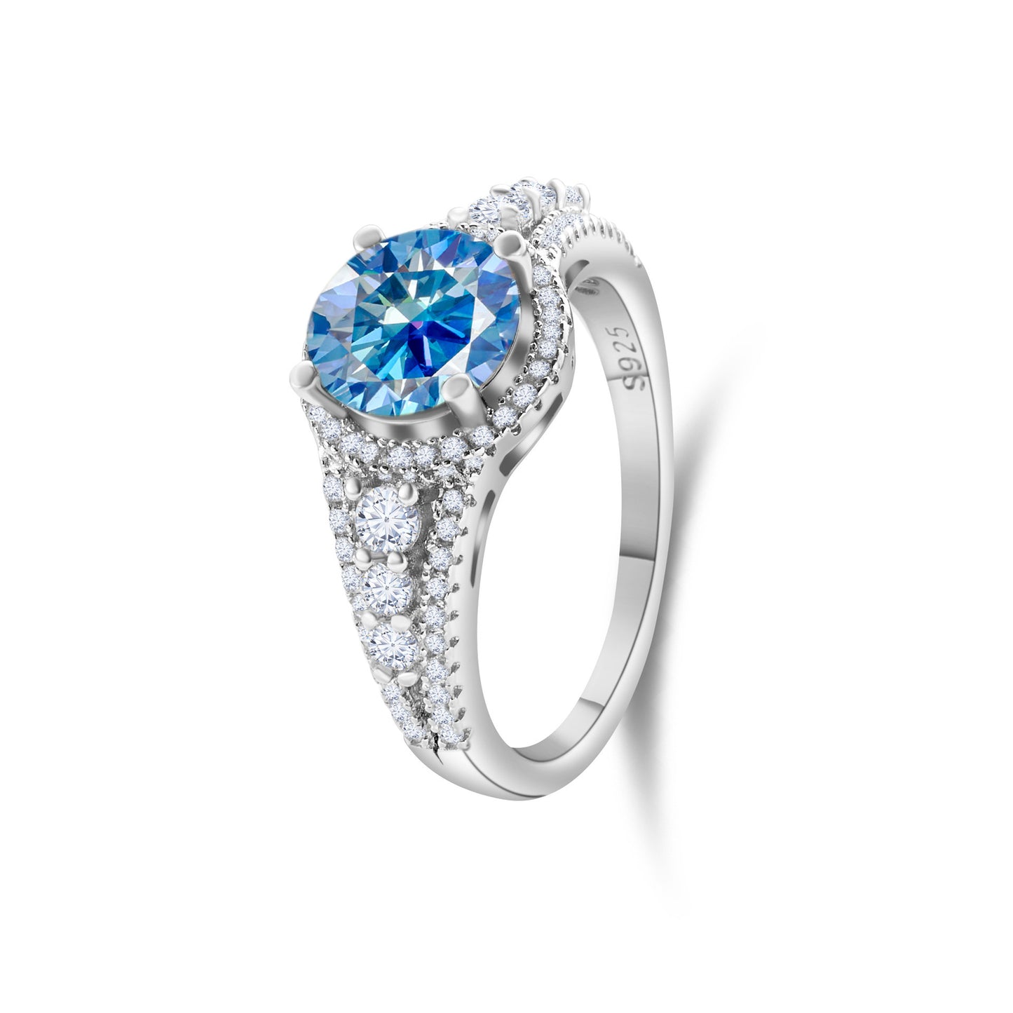 2CT Color Moissanite Ring Sterling Silver S925