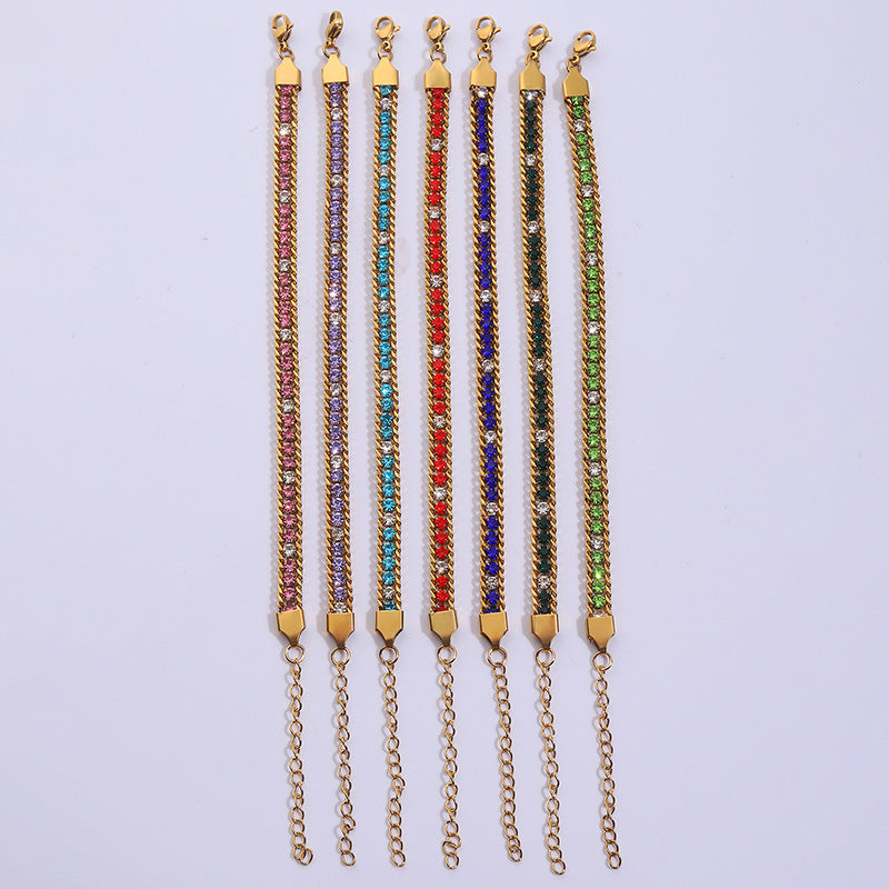 Three-layer Diamond Versatile Personality Stainless Steel Bracelet
