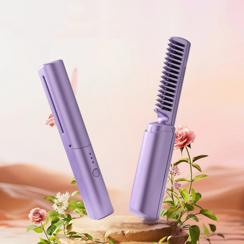 Professional Wireless Hair Straightener Curler Comb Fast Heating Negative Ion Straightening Curling Brush Hair Styling Tools Louisiana Mart